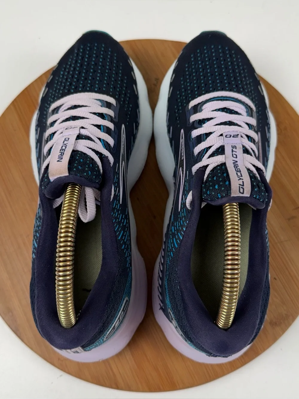 Brooks Women’s Glycerin GTS 20 Running Shoes — Navy with Pink Accents
